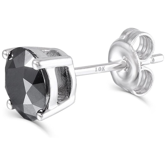 10k Black Diamond 1 Carat Earrings - Picture 3 of 7